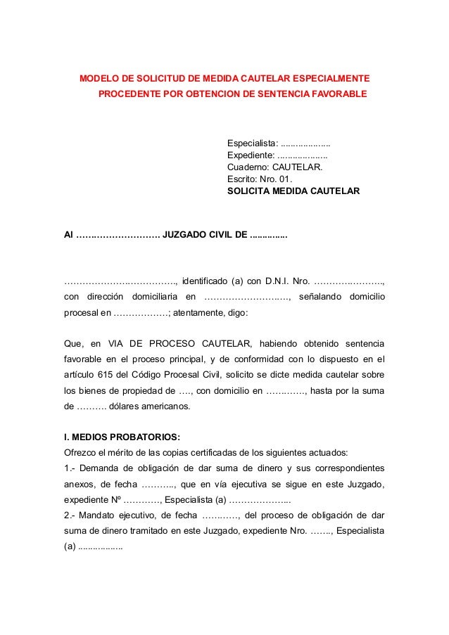 Escritos medidas cautelares