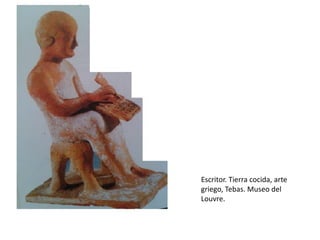 Escritor. Tierra cocida, arte
griego, Tebas. Museo del
Louvre.
 