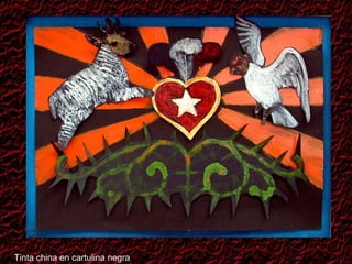 Tinta china en cartulina negra 