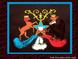 Tinta china sobre cartón negro 