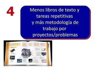 4   Menos libros de texto y
       tareas repetitivas
    y más metodología de
          trabajo por
     proyectos/proble...