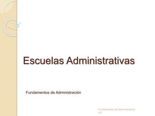 Escuelas Administrativas
Fundamentos de Administración
Fundamentos de Administración
UV
 