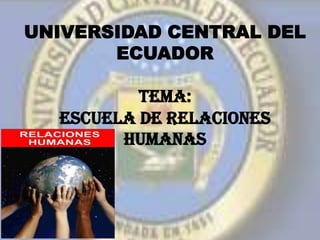 UNIVERSIDAD CENTRAL DEL ECUADORTEMA:ESCUELA DE RELACIONES HUMANAS 