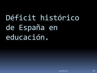 Déficit histórico
de España en
educación.


            soypublica.es   100
 