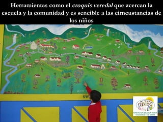 Herramientas como el  croquis veredal  que acercan la escuela y la comunidad y es sencible a las cirncustancias de los niños 