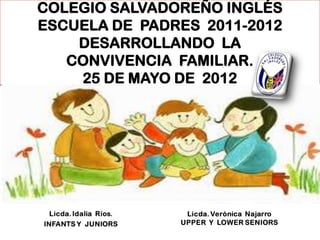 COLEGIO SALVADOREÑO INGLÉS
ESCUELA DE PADRES 2011-2012
    DESARROLLANDO LA
   CONVIVENCIA FAMILIAR.
    25 DE MAYO DE 2012
 