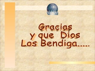Haga clic para modificar el estilo de título del patrón Haga clic para modificar el estilo de texto del patrón Segundo nivel Tercer nivel Cuarto nivel Quinto nivel Gracias y que  Dios  Los Bendiga..... 
