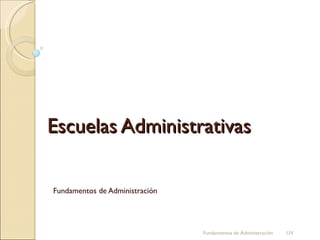 Escuelas Administrativas Fundamentos de Administración Fundamentos de Administración  UV 
