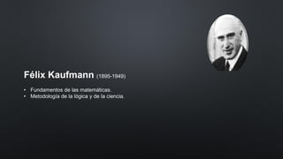 Félix Kaufmann (1895-1949)
• Fundamentos de las matemáticas.
• Metodología de la lógica y de la ciencia.
 