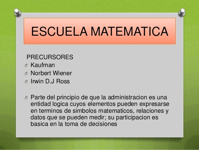 Escuelas de la administracion