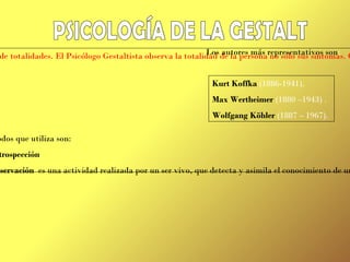 Que dicho conocimiento no sea indirecto, sino inmediato.   Sus autores más importantes son: Edward B. Titchener   (1867-1927).   