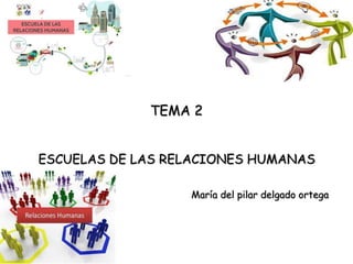 TEMA 2
ESCUELAS DE LAS RELACIONES HUMANAS
María del pilar delgado ortega
 