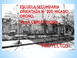 * ESCUELA SECUNDARIA
ORIENTADA N- 205 NICASIO
OROÑO.
VILLA CONSTITUCION
*PROYECTOS
 