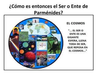 ¿Cómo es entonces el Ser o Ente de
Parménides?
 