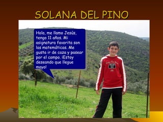 SOLANA DEL PINO Hola, me llamo Jesús, tengo 11 años. Mi asignatura favorita son las matemáticas. Me gusta ir de caza y pasear por el campo. ¡Estoy deseando que llegue mayo! 