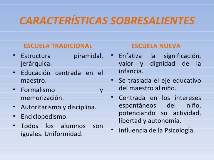 Escuela tradicional & escuela nueva