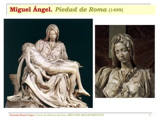 Miguel Ángel.  Piedad de Roma   (1499) Gonzalo Durán López .  Curso de Historia del Arte.  ARTE DEL RENACIMIENTO 
