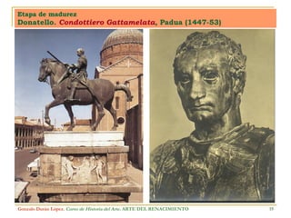 Etapa de madurez Donatello.  Condottiero Gattamelata , Padua (1447-53) Gonzalo Durán López .  Curso de Historia del Arte.  ARTE DEL RENACIMIENTO 