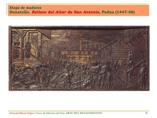 Etapa de madurez Donatello.  Relieve del Altar de San Antonio , Padua (1447-48) Gonzalo Durán López .  Curso de Historia del Arte.  ARTE DEL RENACIMIENTO 