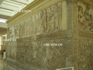 Ara pacis, Procesión, grecas y grutescos PROCESIÓN GRECAS GRUTESCOS 