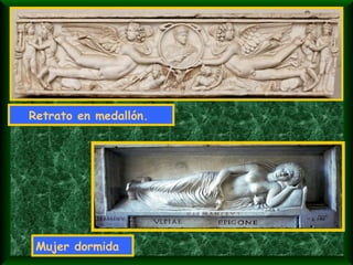 Retrato en medallón.  Mujer dormida 