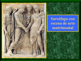 Sarcófago con escena de acto matrimonial 