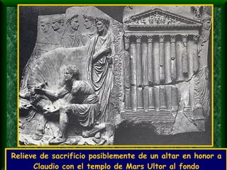 Relieve de sacrificio posiblemente de un altar en honor a Claudio con el templo de Mars Ultor al fondo 