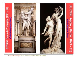 BERNINI. Rapto de Proserpina (1621 – 22),   (Galería Borghese, Roma ) Gonzalo Durán López .  Curso de Historia del Arte.  ARTE BARROCO BERNINI. Apolo y Dafne (1623 – 25)   Galería Borghese, Roma 