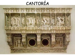 CANTORÍA Tribuna para los niños cantores de la  Catedral de Florencia De nuevo arquitectura suspendida y motivos decorativos infantiles. 
