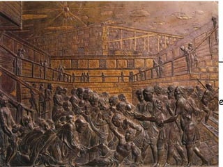 PADUA  Con 58 años y en el cenit de su fama. Bajorrelieves de bronce con los " Milagros de San Antonio " , triunfo absoluto de la composición perspectiva y del schiacciato. Prioridad del conjunto que compone la escena sobre los individuos. 