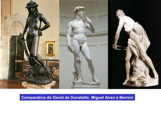 Comparativa do David de Donatello, Miguel Anxo e Bernini
 