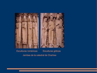 Esculturas románicas Esculturas góticas
Jambas de la catedral de Chartres
 