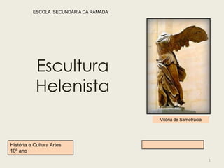 ESCOLA SECUNDÁRIA DA RAMADA




            Escultura
            Helenista
                                        Vitória de Samotrácia




História e Cultura Artes
10º ano
                                                                1
 