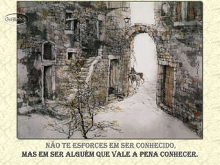 Não te esforces em ser conhecido,
mas em ser alguém que vale a pena conhecer.
 