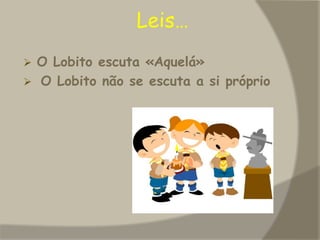 No fim, quando já fores maior e souberes tudo o que um lobo deve saber, vais passar para outro grupo, onde vais aprender ainda mais! É a tua passagem para os Exploradores!Oração do lobito…Divino Menino Jesus,nós Vos oferecemos inteiramente o nosso coração.Enchei-o das Vossas virtudese ensinai-nos a imitar-vos.Nós queremos seguir o Vosso exemplo,com toda a nossa boa vontade,para assim, com a ajuda de Maria,nossa doce Mãe,crescermos em graça e em idade. Ámen.