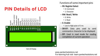 PIN Details of LCD
www.pantechsolutions.net
For learning hub visit learn.pantechsolutions.net
 