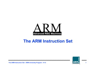 The ARM Instruction Set - ARM University Program - V1.0 1
The ARM Instruction Set
ARM
Advanced RISC Machines
 