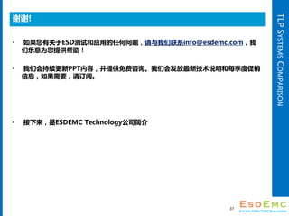 TLPSYSTEMSCOMPARISON
лл!
? жESDԺӦõκ⣬ϵinfo@esdemc.com
Ϊṩ
? ǻPPTݣṩѯǻᷢ¼˵ÿȴ
ϢҪ붩ġ
? ESDEMC Technology˾
37
 
