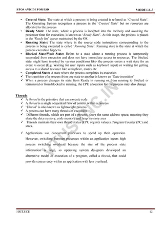 rtos and ide for esd: module 3 overview and key... ESD BEC601 embedded system notes Mod 3.pdf
