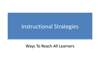 Instructional Strategies


 Ways To Reach All Learners
 
