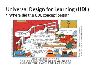 Universal Design for Learning (UDL)
• Where did the UDL concept begin?
 