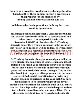 Ese 633 week 5 dq 1 discussion on co teaching | PDF
