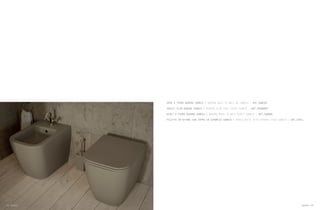 VASO A TERRA QUADRA SABBIA / QUADRA BACK TO WALL WC SABBIA – ART.SAWCQD
SEDILE SLIM QUADRA SABBIA / QUADRA SLIM SEAT COVER SABBIA – ART.SACWQDRF
BIDET A TERRA QUADRA SABBIA / QUADRA BACK TO WALL BIDET SABBIA – ART.SABDQD
PILETTA IN OTTONE CON TAPPO IN CERAMICA SABBIA / BRASS WASTE WITH CERAMIC PLUG SABBIA – ART.SAPIL
48 Quadra Quadra 49
 