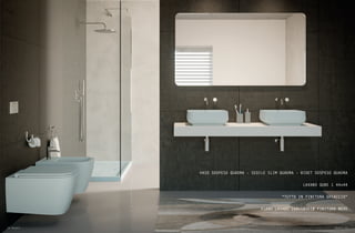 VASO SOSPESO QUADRA - SEDILE SLIM QUADRA - BIDET SOSPESO QUADRA
LAVABO QUBE 1 44x44
“TUTTO IN FINITURA GHIACCIO”
PIANO LAVABO 160x50Xh10 FINITURA NEVE
54 Quadra Quadra 55
 