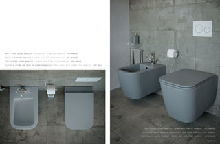 VASO A TERRA QUADRA MAGNESIO / QUADRA BACK TO WALL WC MAGNESIO – ART.MGWCQD
SEDILE SLIM QUADRA MAGNESIO / QUADRA SLIM SEAT COVER MAGNESIO – ART.MGCWQDRF
BIDET A TERRA QUADRA MAGNESIO / QUADRA BACK TO WALL BIDET MAGNESIO – ART.MGBDQD
PILETTA IN OTTONE CON TAPPO IN CERAMICA MAGNESIO / BRASS WASTE WITH CERAMIC PLUG MAGNESIO – ART.MGPIL
VASO SOSPESO QUADRA MAGNESIO / QUADRA WALL HUNG WC MAGNESIO – ART.MGWCSQD
SEDILE SLIM QUADRA MAGNESIO / QUADRA SLIM SEAT COVER MAGNESIO – ART.MGCWQDRF
BIDET SOSPESO QUADRA MAGNESIO / QUADRA WALL HUNG BIDET MAGNESIO – ART.MGBDSQD
60 Quadra Quadra 61
 