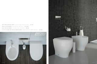 VASO TERRA NO-RIM FOX BIANCO / NO-RIM FOX BACK TO WALL WC WHITE – ART.WCF
SEDILE SLIM FOX BIANCO / FOX SLIM SEAT COVER WHITE – ART.CWFRF​
BIDET TERRA FOX BIANCO / FOX BACK TO WALL BIDET WHITE – ART.BDF
PILETTA IN OTTONE CON TAPPO IN CERAMICA BIANCO / BRASS WASTE WITH CERAMIC PLUG WHITE – ART.WPIL
72 Fox Fox 73
 