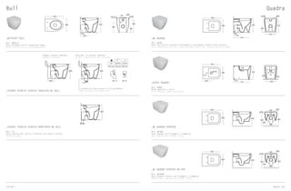_WC/BIDET BULL
Art. WCBLL2
Vaso corredato da kit erogazione acqua
Bidet function wc by using apposite kit
_SCHEDA TECNICA SCARICO TRASLATO WC BULL
_SCHEDA TECNICA SCARICO ARRETRATO WC BULL
Art. C3
Curva tecnica per scarico arretrato con taglio a misura
Technical bend
Ceramica Esedra S.r.l.
Località Quartaccio, snc · 01034 Fabrica di Roma (VT)
Tel. +39 0761 541055 · Fax +39 0761 598449
Info@ceramicaesedra.com · www.ceramicaesedra.com
Art. WCBLL2
made in italy
360
180
110
420
Ingresso Acqua
Water Insert
70
250
200
ø100
ø55
Ceramica Esedra S.r.l.
Località Quartaccio, snc · 01034 Fabrica di Roma (VT)
Tel. +39 0761 541055 · Fax +39 0761 598449
Info@ceramicaesedra.com · www.ceramicaesedra.com
Art. WCBLL2
made in italy
SERIES: BULL
OBJECT: WC/BIDET
360
360
180
110
420
530
Ingresso Acqua
Water Insert
70
250
200
ø100
ø55 Ceramica Esedra S.r.l.
Località Quartaccio, snc · 01034 Fabrica di Roma (VT)
Tel. +39 0761 541055 · Fax +39 0761 598449
Info@ceramicaesedra.com · www.ceramicaesedra.com
Art. WCBLL2
made in italy
360
180
110
420
Ingresso Acqua
Water Insert
70
250
200
ø100
ø55
154 Bull
Ceramica Esedra S.r.l.
Località Quartaccio, snc · 01034 Fabrica di Roma (VT)
Tel. +39 0761 541055 · Fax +39 0761 598449
Info@ceramicaesedra.com · www.ceramicaesedra.com
made in italy
SERIES: BULL
OBJECT: SCARICO TRASLATO
180
#
420 420
Art. C2
Art. E2
C2 C2+E2 C2+E2
160 mm 140 mm 180 mm
vecchio impianto vaso su vecchio impianto
60/90
420
Ceramica Esedra S.r.l.
Località Quartaccio, snc · 01034 Fabrica di Roma (VT)
Tel. +39 0761 541055 · Fax +39 0761 598449
Info@ceramicaesedra.com · www.ceramicaesedra.com
made in italy
SERIES: BULL
OBJECT: SCARICO TRASLATO
180
#
420 420
Art. C2
Art. E2
C2 C2+E2 C2+E2
160 mm 140 mm 180 mm
vecchio impianto vaso su vecchio impianto
Ceramica Esedra S.r.l.
Località Quartaccio, snc · 01034 Fabrica di Roma (VT)
Tel. +39 0761 541055 · Fax +39 0761 598449
Info@ceramicaesedra.com · www.ceramicaesedra.com
made in italy
SERIES: BULL
OBJECT: SCARICO TRASLATO
180
#
420 420
Art. C2
Art. E2
C2 C2+E2 C2+E2
160 mm 140 mm 180 mm
vecchio impianto vaso su vecchio impianto
Ceramica Esedra S.r.l.
Località Quartaccio, snc · 01034 Fabrica di Roma (VT)
Tel. +39 0761 541055 · Fax +39 0761 598449
Info@ceramicaesedra.com · www.ceramicaesedra.com
made in italy
SERIES: BULL
OBJECT: SCARICO TRASLATO
180
#
420 420
Art. C2
Art. E2
C2 C2+E2 C2+E2
160 mm 140 mm 180 mm
vecchio impianto vaso su vecchio impianto
Ceramica Esedra S.r.l.
Località Quartaccio, snc · 01034 Fabrica di Roma (VT)
Tel. +39 0761 541055 · Fax +39 0761 598449
Info@ceramicaesedra.com · www.ceramicaesedra.com
made in italy
SERIES: BULL
OBJECT: SCARICO TRASLATO
180
#
420 420
Art. C2
Art. E2
C2 C2+E2 C2+E2
160 mm 140 mm 180 mm
vecchio impianto vaso su vecchio impianto
Ceramica Esedra S.r.l.
Località Quartaccio, snc · 01034 Fabrica di Roma (VT)
Tel. +39 0761 541055 · Fax +39 0761 598449
Info@ceramicaesedra.com · www.ceramicaesedra.com
made in italy
SERIES: BULL
OBJECT: SCARICO TRASLATO
180
#
420 420
Art. C2
Art. E2
C2 C2+E2 C2+E2
160 mm 140 mm 180 mm
vecchio impianto vaso su vecchio impianto
Ceramica Esedra S.r.l.
Località Quartaccio, snc · 01034 Fabrica di Roma (VT)
Tel. +39 0761 541055 · Fax +39 0761 598449
Info@ceramicaesedra.com · www.ceramicaesedra.com
made in italy
SERIES: BULL
OBJECT: SCARICO TRASLATO
180
#
420 420
Art. C2
Art. E2
C2 C2+E2 C2+E2
160 mm 140 mm 180 mm
vecchio impianto vaso su vecchio impianto
Esempio vecchio impianto
Example old plant
Vaso Bull su vecchio impianto
Wc Bull installed on the old plant
L’eccentrico deve essere a filo pavimento
Must be plain as ground level
Bull
_WC QUADRA
Art. WCQD
Vaso con scarico a parete trasformabile a pavimento tramite curva tecnica
Free standing wc with wall trap chargeable into floor trap by technical bend
_BIDET QUADRA
Art. BDQD
Bidet monoforo a terra
Free standing single hole bidet
_WC QUADRA SOSPESO
Art. WCSQD
Vaso sospeso con fissaggio a scomparsa
Wall hung wc with hidden fixing
Quadra
Ceramica Esedra S.r.l.
Località Quartaccio, snc · 01034 Fabrica di Roma (VT)
Tel. +39 0761 541055 · Fax +39 0761 598449
Info@ceramicaesedra.com · www.ceramicaesedra.com
Art. WCQD
made in italy
370
310
200
410
430
170
100
ø100 ø55
410 240
150
170
430 100
250
110
550
Ø 45
140
200
360
Ceramica Esedra S.r.l.
Località Quartaccio, snc · 01034 Fabrica di Roma (VT)
Tel. +39 0761 541055 · Fax +39 0761 598449
Info@ceramicaesedra.com · www.ceramicaesedra.com
SERIES: QUADRA
OBJECT: WC SOSPESO
Art. WCSQD
made in italy
235
330 365
290
180
420
550
360
ø100
ø55
Ceramica Esedra S.r.l.
Località Quartaccio, snc · 01034 Fabrica di Roma (VT)
Tel. +39 0761 541055 · Fax +39 0761 598449
Info@ceramicaesedra.com · www.ceramicaesedra.com
SERIES: QUADRA
OBJECT: WC SOSPESO
Art. WCSQD
made in italy
235
330 365
290
180
420
550
360
ø100
ø55
Ceramica Esedra S.r.l.
Località Quartaccio, snc · 01034 Fabrica di Roma (VT)
Tel. +39 0761 541055 · Fax +39 0761 598449
Info@ceramicaesedra.com · www.ceramicaesedra.com
SERIES: QUADRA
OBJECT: WC
Art. WCQD
made in italy
550
360
370
310
200
410
430
170
100
ø100 ø55
410 240
150
170
430 100
250
110
550
Ø 45
140
200
360
Ceramica Esedra S.r.l.
Località Quartaccio, snc · 01034 Fabrica di Roma (VT)
Tel. +39 0761 541055 · Fax +39 0761 598449
Info@ceramicaesedra.com · www.ceramicaesedra.com
SERIES: QUADRA
OBJECT: WC SOSPESO
Art. WCSQD
made in italy
235
330 365
290
180
420
550
360
ø100
ø55
SERIES: QUADRA
OBJECT: WC SOSPESO
330 365
180
420
550
360
ø100
ø55
Ceramica Esedra S.r.l.
Località Quartaccio, snc · 01034 Fabrica di Roma (VT)
Tel. +39 0761 541055 · Fax +39 0761 598449
Info@ceramicaesedra.com · www.ceramicaesedra.com
Art. WCQD
made in italy
370
310
200
410
430
170
100
ø100 ø55
410 240
150
170
430 100
250
110
550
Ø 45
140
200
360
Ceramica Esedra S.r.l.
Località Quartaccio, snc · 01034 Fabrica di Roma (VT)
Tel. +39 0761 541055 · Fax +39 0761 598449
Info@ceramicaesedra.com · www.ceramicaesedra.com
SERIES: QUADRA
OBJECT: WC SOSPESO
Art. WCSQD
made in italy
235
330 365
290
180
420
550
360
ø100
ø55
Ceramica Esedra S.r.l.
Località Quartaccio, snc · 01034 Fabrica di Roma (VT)
Tel. +39 0761 541055 · Fax +39 0761 598449
Info@ceramicaesedra.com · www.ceramicaesedra.com
SERIES: QUADRA
OBJECT: WC SOSPESO
Art. WCSQD
made in italy
235
330 365
290
180
420
550
360
ø100
ø55
Quadra 155
_WC QUADRA SOSPESO NO RIM
Art. WCSQDR
Vaso sospeso rimless con fissaggio a scomparsa
Rimless wall hung wc with hidden fixing
 