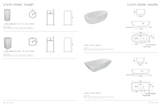 _LAVABO MONOBLOCCO FLAT 6 IN SOLID SURFACE
Art. LVF06
Lavabo monoblocco in solid surface senza troppopieno
Solid surface free standing washbasin without overflow
150
Ø 45
820
15
150
Ø 45
820
15
150
440
Ø 45
820
15
_LAVABO MONOBLOCCO QUBE 7 IN SOLID SURFACE
Art. LVQ7
Lavabo monoblocco in solid surface senza troppopieno
Solid surface free standing washbasin without overflow
Ceramica Esedra S.r.l.
Località Quartaccio, snc · 01034 Fabrica di Roma (VT)
Tel. +39 0761 541055 · Fax +39 0761 598449
Info@ceramicaesedra.com · www.ceramicaesedra.com
Art. LVQ7
made in italy
440
150
440
Ø 45
820
15
Ceramica Esedra S.r.l.
Località Quartaccio, snc · 01034 Fabrica di Roma (VT)
Tel. +39 0761 541055 · Fax +39 0761 598449
Info@ceramicaesedra.com · www.ceramicaesedra.com
Art. LVQ7
made in italy
440
150
440
Ø 45
820
15
Ceramica Esedra S.r.l.
Località Quartaccio, snc · 01034 Fabrica di Roma (VT)
Tel. +39 0761 541055 · Fax +39 0761 598449
Info@ceramicaesedra.com · www.ceramicaesedra.com
Art. LVQ7
made in italy
440
150
440
Ø 45
820
15
Livin-stone lavabi Livin-stone vasche
_VASCA IN SOLID SURFACE
Art. VBL
Vasca in solid surface installabile in centro stanza
Free standing solid surface bath tub
_VASCA IN SOLID SURFACE
Art. VQD
Vasca in solid surface installabile in centro stanza
Free standing solid surface bath tub
1700
590
500
30850
1300
100
385
770
400
Scasso a pavimento
Tubo di scarico flessibile ø40
250
Scasso a pavimento
120
470
470
30
1190
530
500
1690
400
845
435
120
870
Scasso a pavimento
Tubo di scarico flessibile ø40
250
Scasso a pavimento
168 Livin-stone Livin-stone 169
 