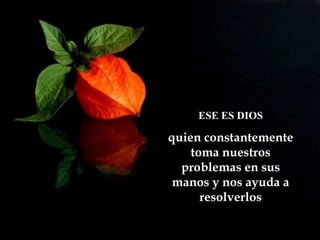 ESE ES DIOS

quien constantemente
    toma nuestros
  problemas en sus
 manos y nos ayuda a
      resolverlos
 