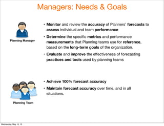Planning Manager
•
Monitor and review the accuracy of Planners’ forecasts to
assess individual and team performance
•
Dete...